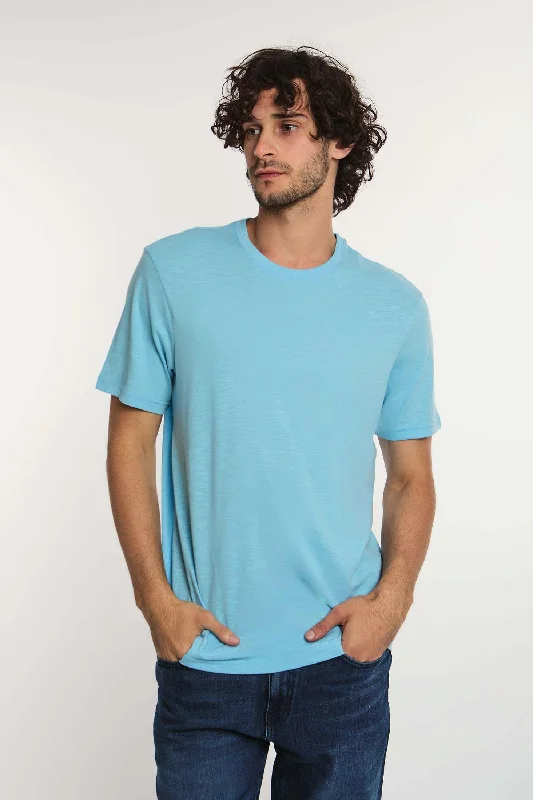 Men's short - sleeve linen t - shirts for summer beach outingsT-Shirt