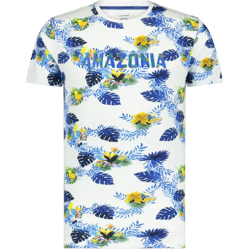Men's smart - casual checkered t - shirts for semi - formal occasionsA Fish Named Fred - Amazonia Leaf Story T-Shirt - White