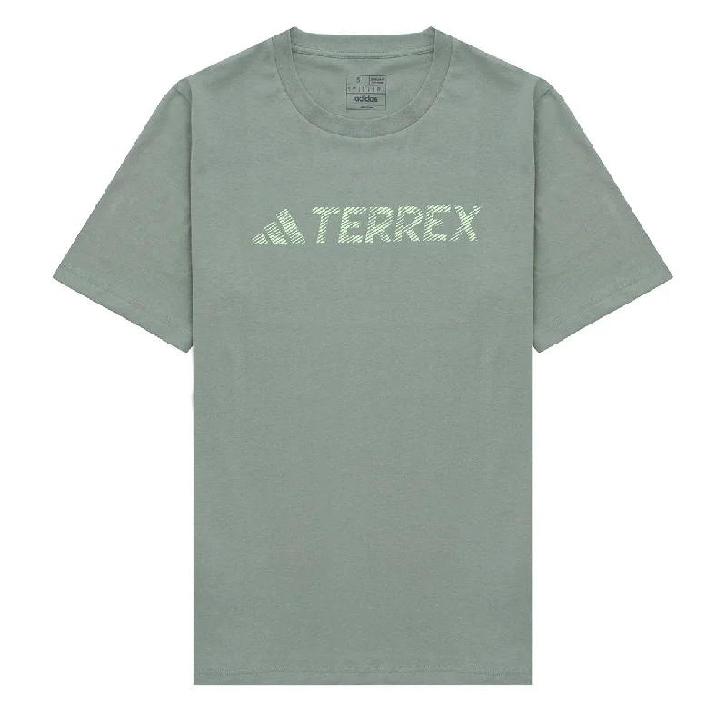 Men's slim - fit graphic t - shirts with vintage rock band printsAdidas Terrex Logo T-Shirt Silver / Green