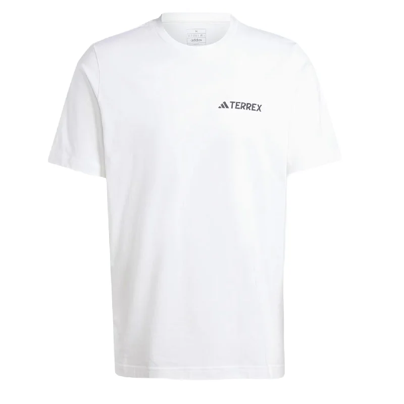 Men's mock - neck t - shirts with a modern and sleek styleAdidas Terrex Mountain Graphic T-Shirt White