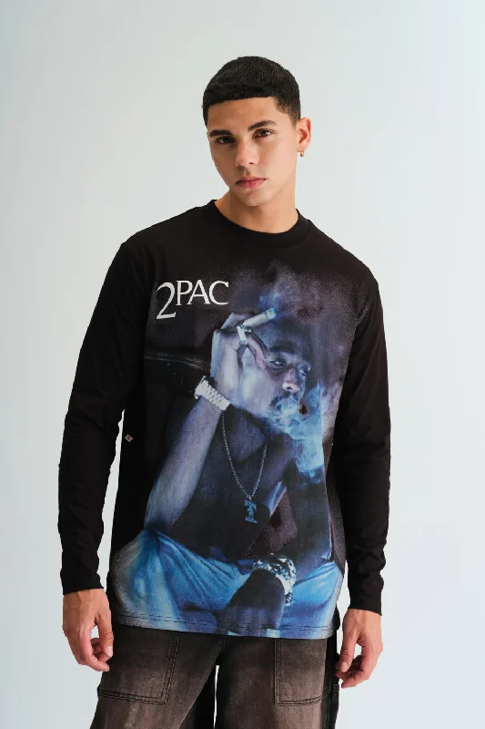 Men's polo t - shirts with a contrast collar for a preppy lookAll Eyez On Me Full Sleeves T-shirt