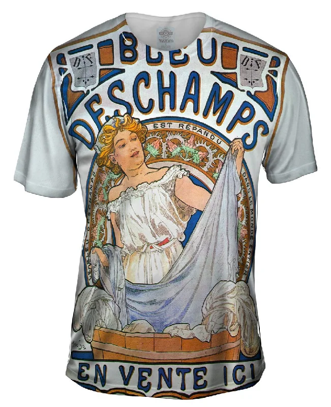 Men's mock - neck t - shirts with a modern and sleek styleAlphonse Mucha - "Bleu Deschamps" En Vente Ici (1897)