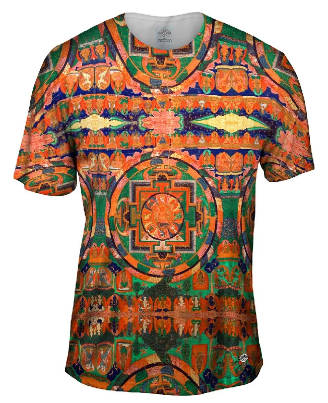 Men's printed Hawaiian t - shirts for tropical vacationsAnonymous - "Tibetan Five Deity Mandala" (1700)