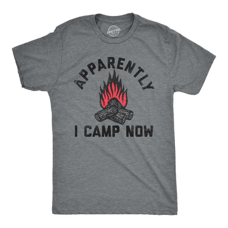 Men's thermal t - shirts with a high - neck design for cold weatherApparently I Camp Now Men's T Shirt
