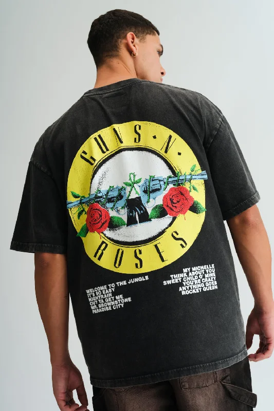 Men's button - front t - shirts with a unique artistic printAppetite For Destruction Faded Oversized T-shirt