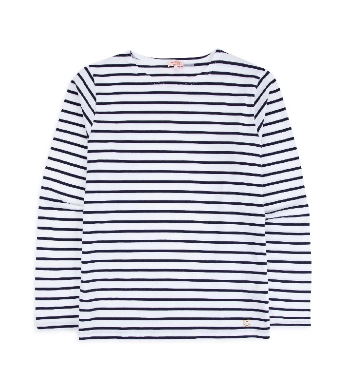 Men's v - neck muscle t - shirts for a body - building aestheticArmor Lux Lightweight Breton Striped T-Shirt: White Navy