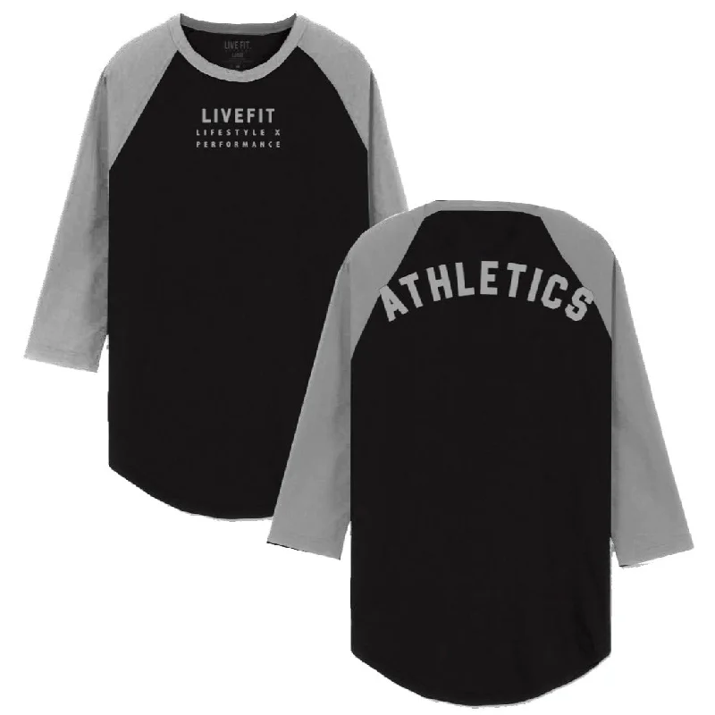 Men's organic cotton crew - neck t - shirts for everyday comfortAthletics Raglan - Black/Grey