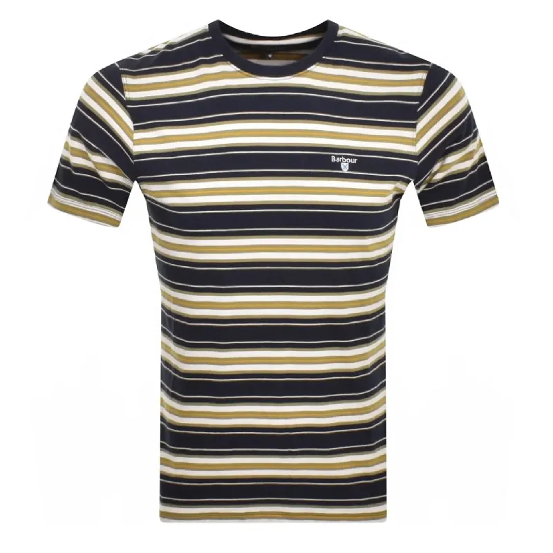 Men's mock - neck t - shirts with a modern and sleek styleBarbour Boldron Stripe Crew Neck T-Shirt Navy