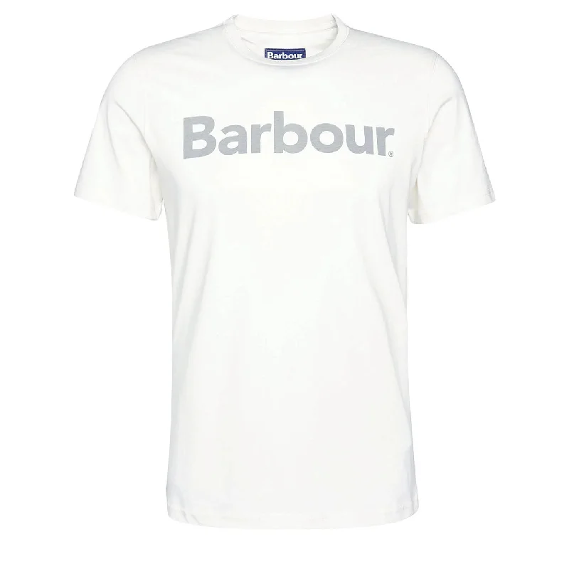 Men's slim - fit graphic t - shirts with vintage rock band printsBarbour Logo T-Shirt Ecru
