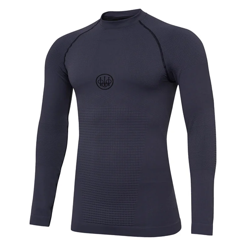 Men's v - neck muscle t - shirts for a body - building aestheticBeretta Body Mapping 3D L/S Base Layer Ebony