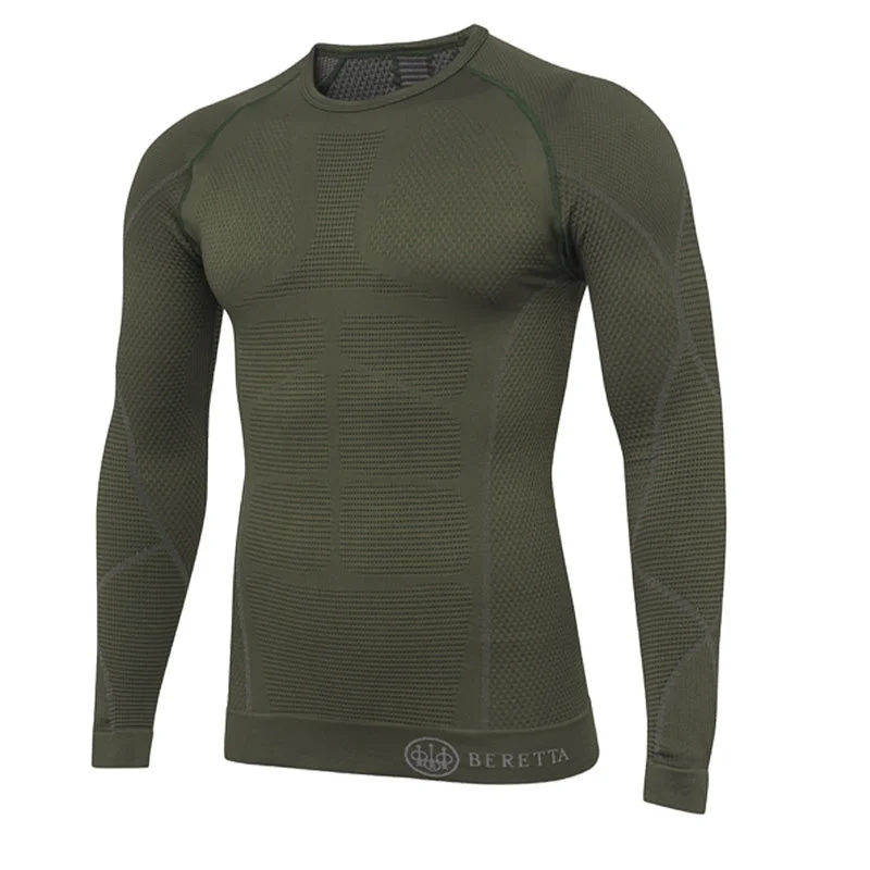 Men's ribbed t - shirts with a textured finish for added styleBeretta HT Body Mapping 3D L/S Tee Green Moss