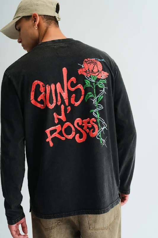 Men's organic cotton crew - neck t - shirts for everyday comfortBlack Guns N Roses Full Sleeves T-shirt