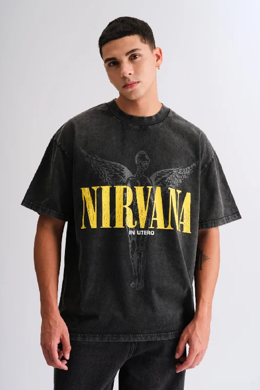 Men's tie - dye t - shirts with a bohemian styleBlack Nirvana Oversized T-shirt