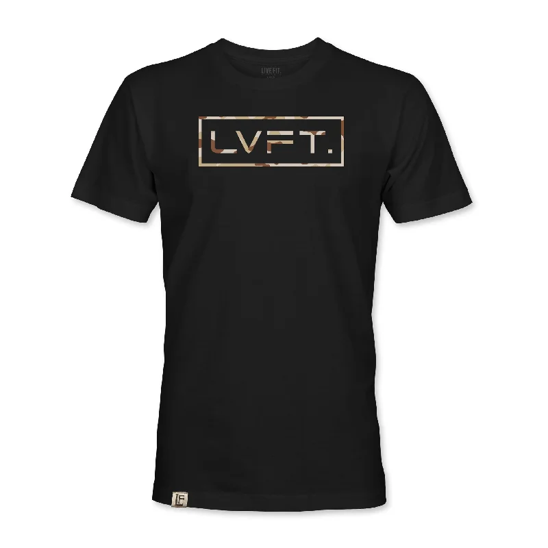 Men's polo t - shirts with a contrast collar for a preppy lookBox Logo Tee - Black / Desert Camo