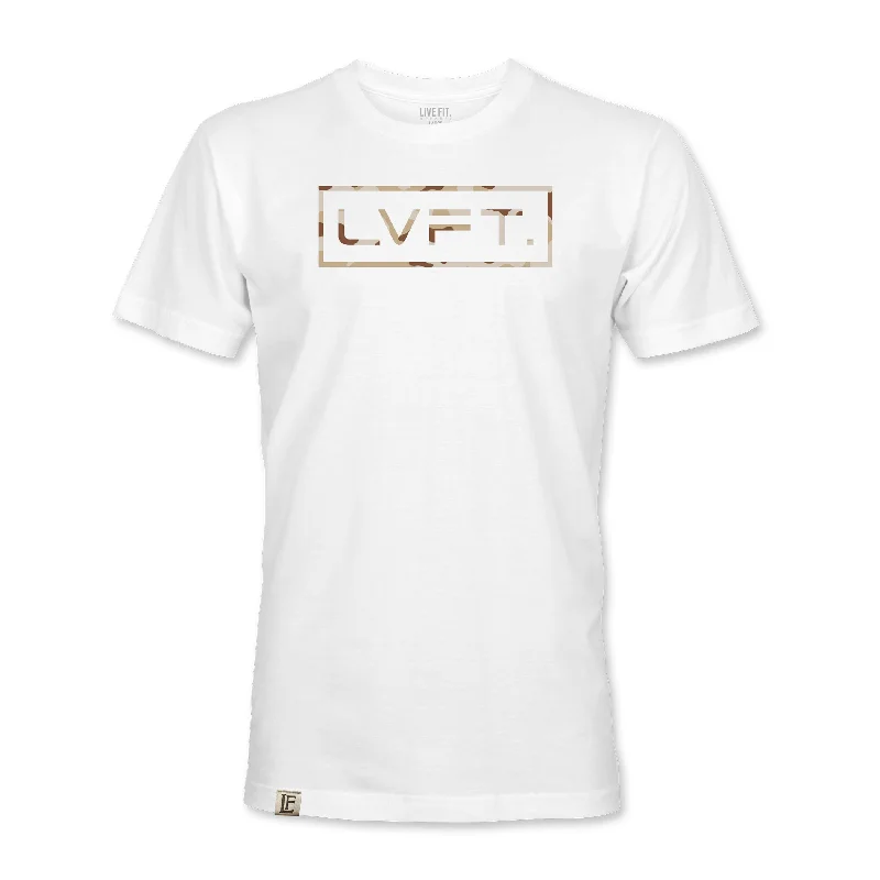 Men's ribbed t - shirts with a textured finish for added styleBox Logo Tee - White / Desert Camo