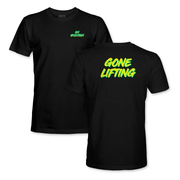Men's v - neck muscle t - shirts for a body - building aestheticGone Lifting Tee - Green/Yellow