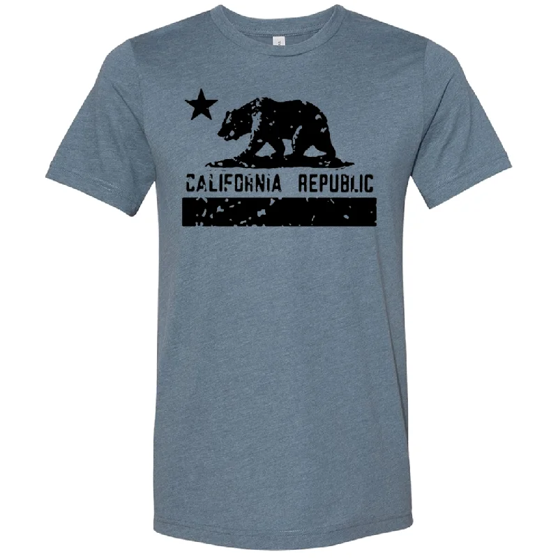 Men's moisture - wicking athletic t - shirts for intense workoutsCalifornia Flag Black Print Silhouette Asst Colors Sueded Tee