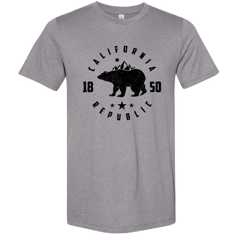 Men's printed Hawaiian t - shirts for tropical vacationsCalifornia Republic Mountains Asst Colors Sueded Tee