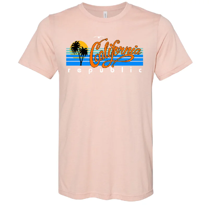 Men's distressed denim - look t - shirts with a rugged appealCalifornia Republic Palm Trees Asst Colors Sueded Tee