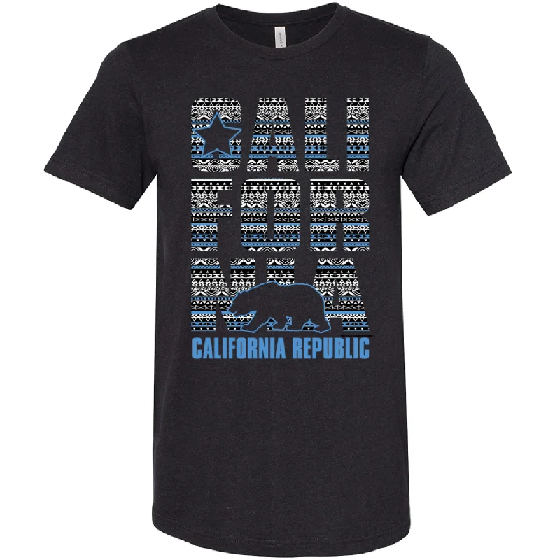 Men's mock - neck t - shirts with a modern and sleek styleCalifornia Republic Tribal Aztec Asst Colors Sueded Tee