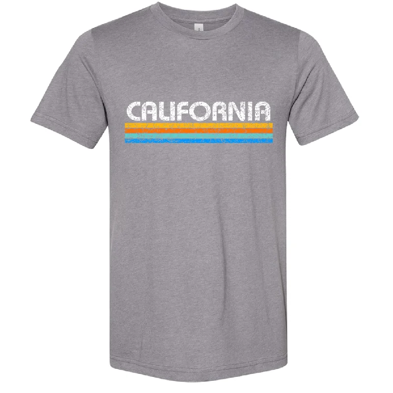 Men's button - front t - shirts with a unique artistic printCalifornia Vintage Stripe Asst Colors Sueded Tee