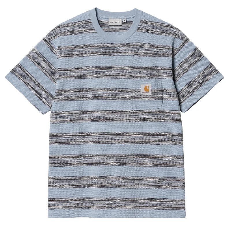 Men's button - front t - shirts with a unique artistic printCarhartt WIP Dodson Pocket T-Shirt Dodson Stripe Misty Sky