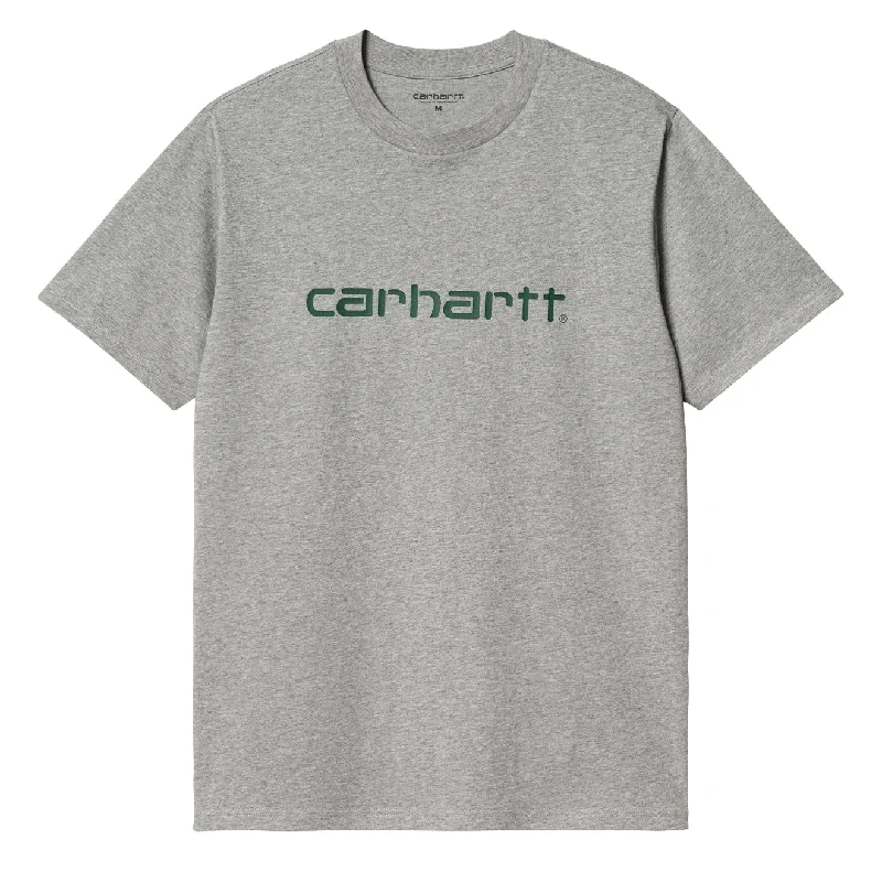 Men's eco - friendly recycled t - shirts for sustainable fashion choicesCarhartt WIP S/S Script T-Shirt Grey Heather / Chervil