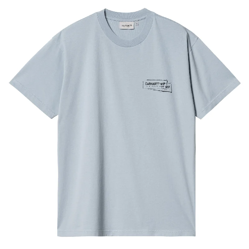 Men's long - sleeve henley t - shirts with button - down placketsCarhartt WIP  S/S Stamp T-Shirt Misty Sky / Black