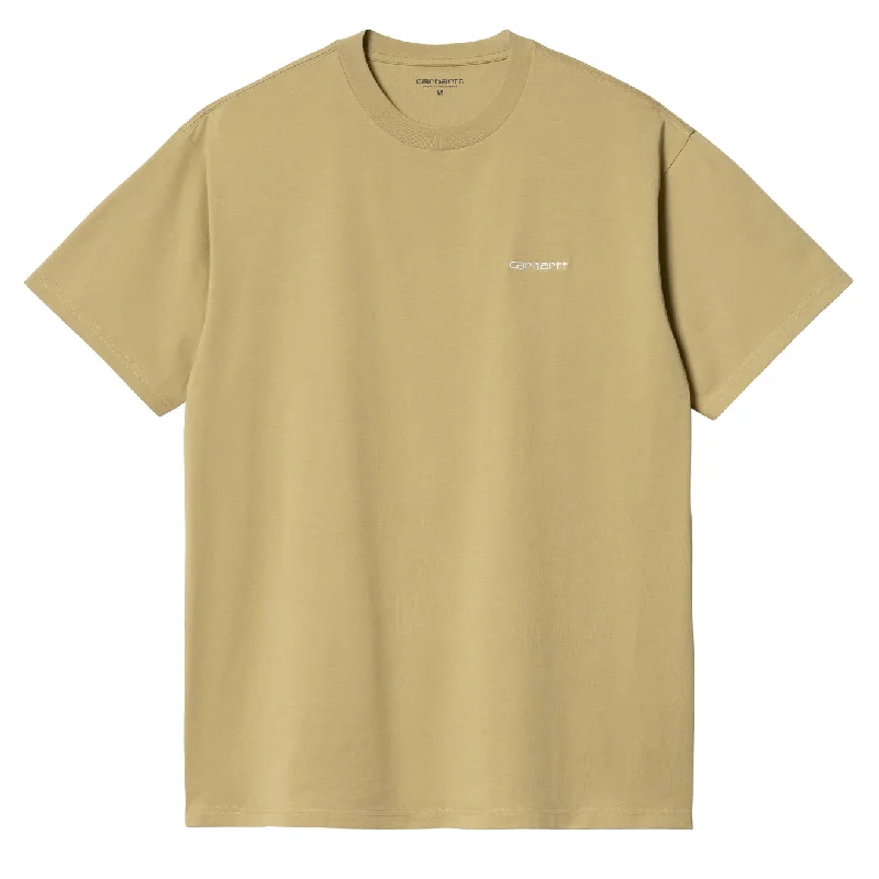 Men's lightweight performance t - shirts for running marathonsCarhartt WIP Script Embroidery T-Shirt Agate / White