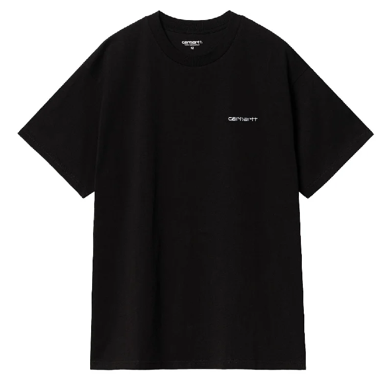 Men's smart - casual checkered t - shirts for semi - formal occasionsCarhartt WIP Script Embroidery T-Shirt Black / White