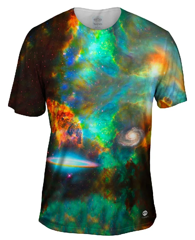 Men's antimicrobial t - shirts for odor - free freshness during travelDeep Space Galaxy