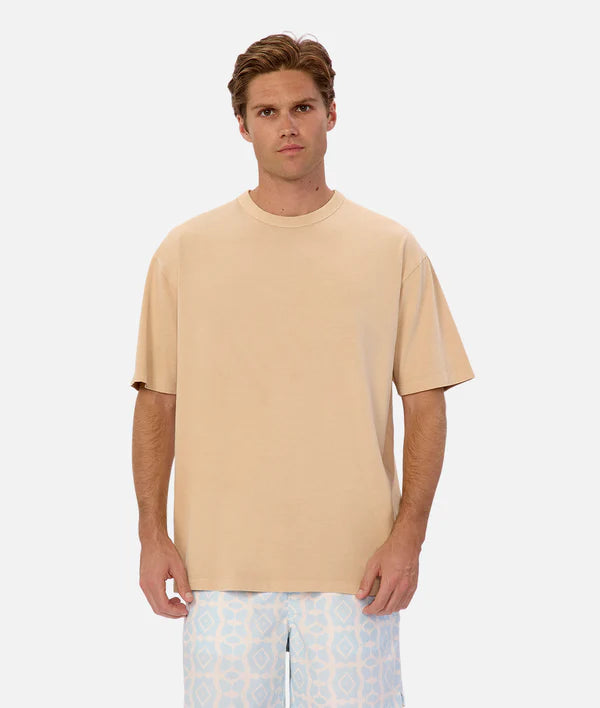 Men's button - front t - shirts with a unique artistic printIndustrie - The Del Sur Tee - Light Mango