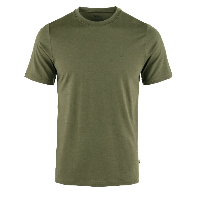 Men's UV - protection t - shirts for outdoor activities in the sunFjallraven Hemp Blend T-shirt Green