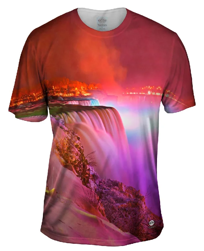 Men's eco - friendly recycled t - shirts for sustainable fashion choicesGlowing Niagara Falls Winter