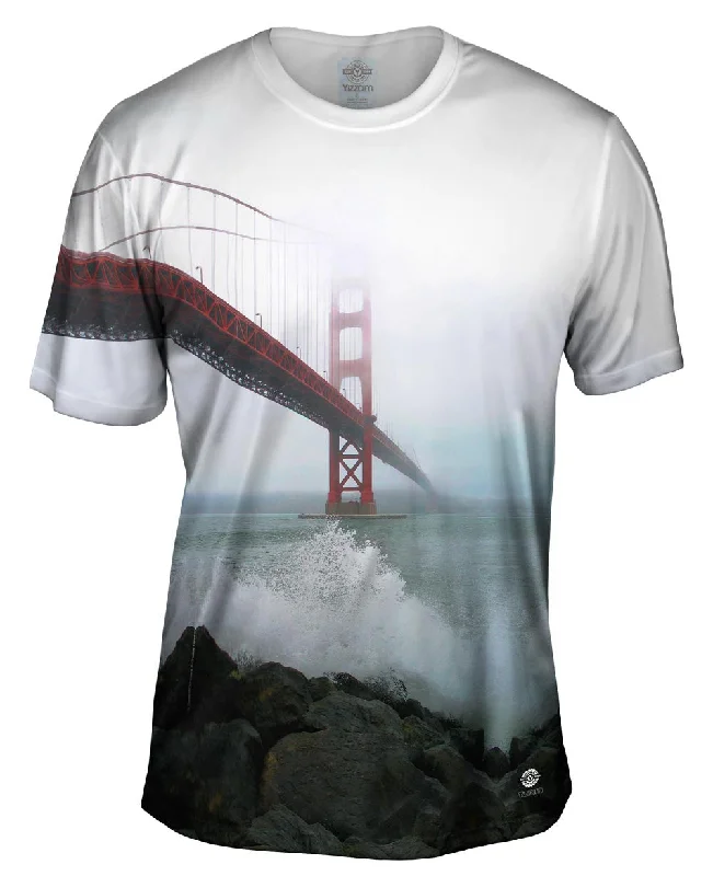 Men's smart - casual checkered t - shirts for semi - formal occasionsGolden Gate Bridge Fog