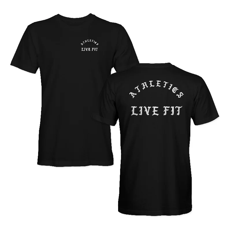 Men's short - sleeve linen t - shirts for summer beach outingsIron Athletics Tee - Black/White