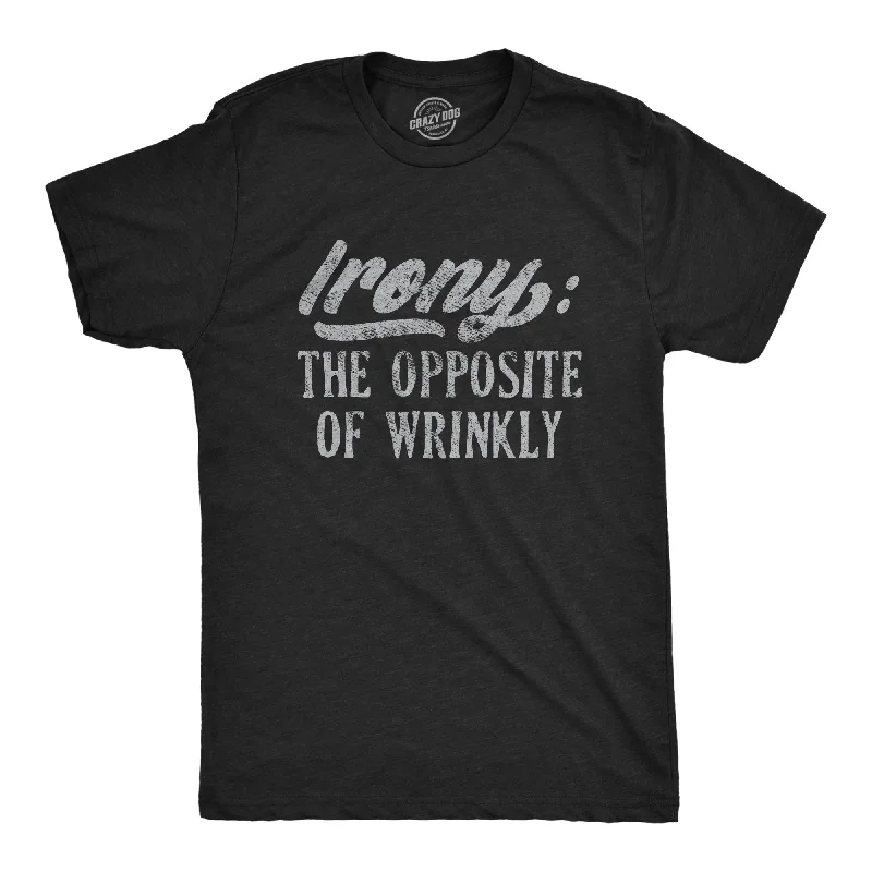 Men's short - sleeve linen t - shirts for summer beach outingsIrony The Opposite Of Wrinkly Men's T Shirt