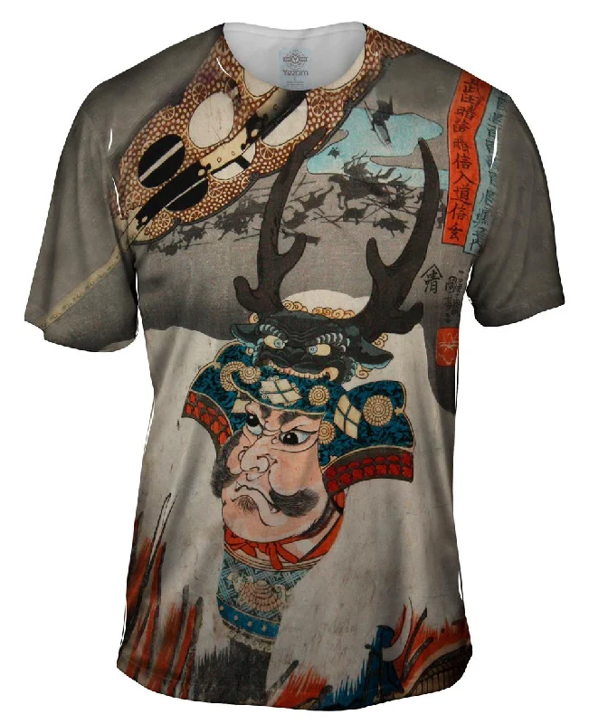 Men's antimicrobial t - shirts for odor - free freshness during travelJapan -"Samurai Japanese Print"