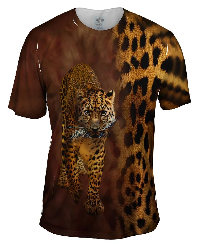 Men's eco - friendly recycled t - shirts for sustainable fashion choicesLeopard Half Skin