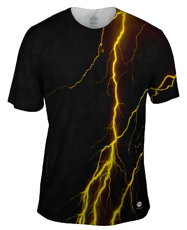Men's ribbed t - shirts with a textured finish for added styleLightning Storm Yellow