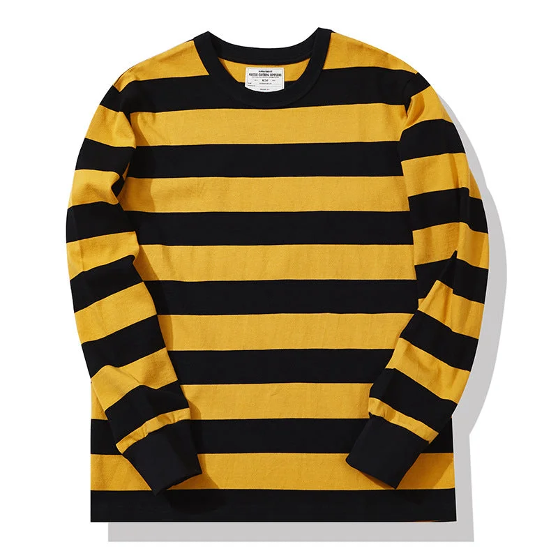 Men's lightweight performance t - shirts for running marathonsMen's American Retro Prisoner Motorcycle Thick Stripe Long Sleeve T-Shirt