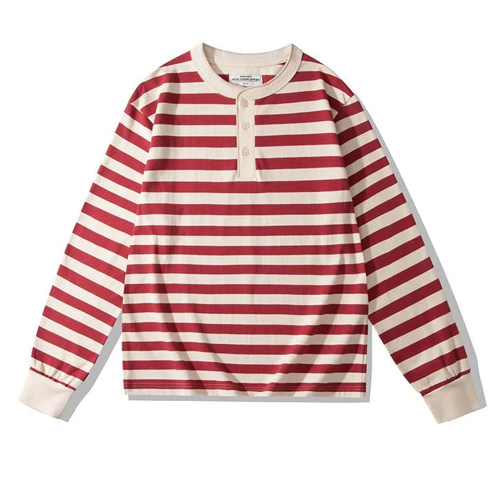 Men's antimicrobial t - shirts for odor - free freshness during travelMen's Casual Long Sleeve Striped Henley Neck T-Shirt
