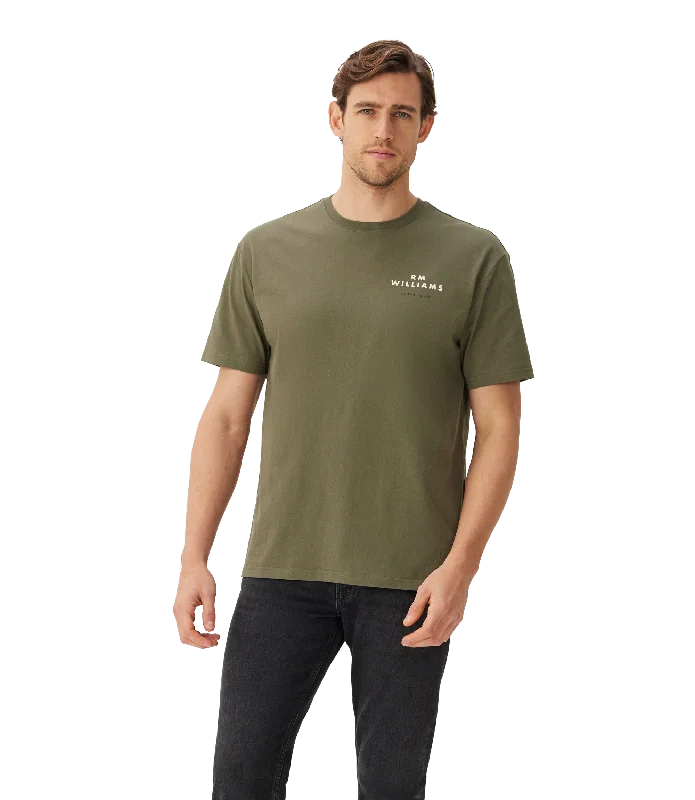 Men's polo t - shirts with a contrast collar for a preppy lookR.M.Williams Logo (Minimal)T-Shirt - Military Green