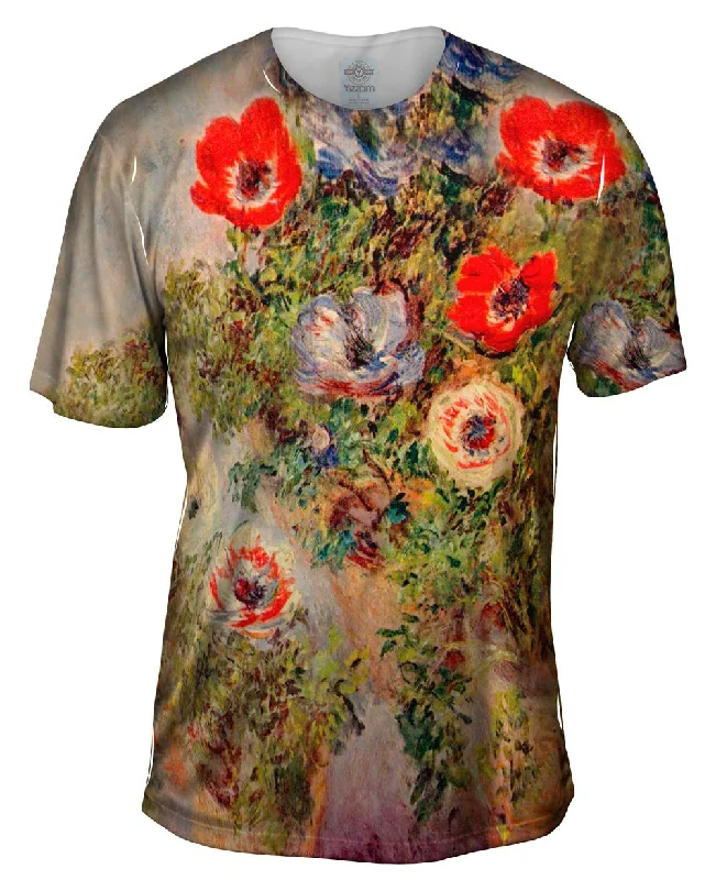 Men's UV - protection t - shirts for outdoor activities in the sunMonet -"Still-life Anemones" (1885)