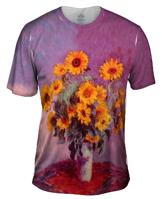 Men's v - neck muscle t - shirts for a body - building aestheticMonet -"Sunflowers" (1881)
