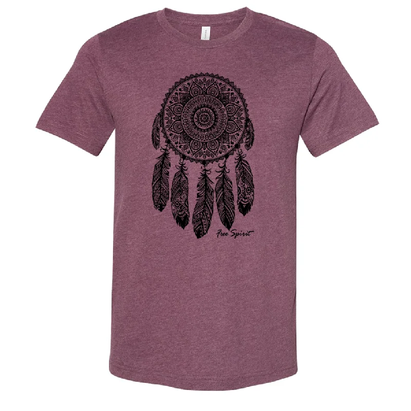 Men's polo t - shirts with a contrast collar for a preppy lookNative American Dreamcatcher Free Spirit Black Asst Colors Sueded Tee