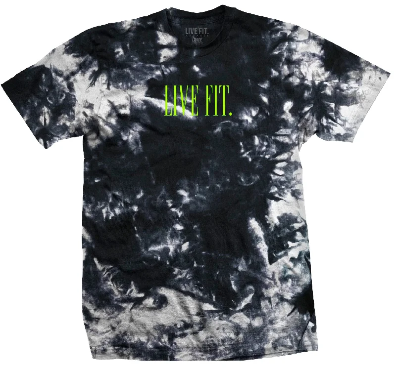 Men's polo t - shirts with a contrast collar for a preppy lookOffset Tie Dye Tee - Frostbite / Neon Yellow