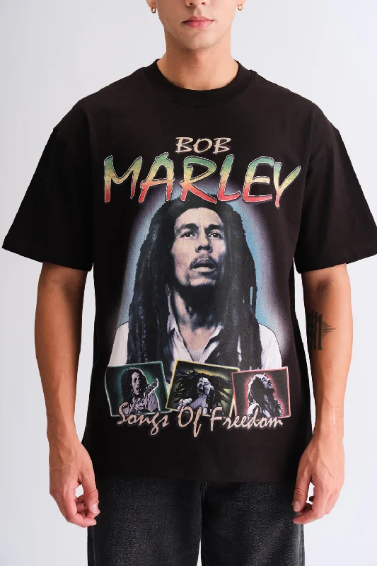 Men's thermal t - shirts with a high - neck design for cold weatherOfficial Bob Marley Oversized T-shirt