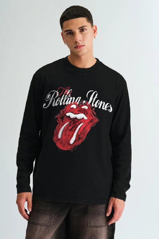 Men's polo t - shirts with a contrast collar for a preppy lookPaint It Black Full Sleeves T-shirt