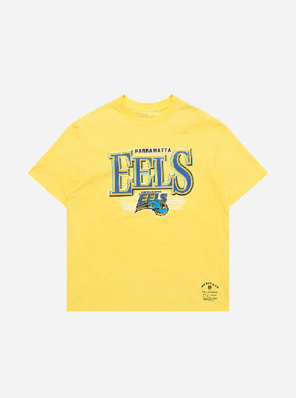 Men's eco - friendly recycled t - shirts for sustainable fashion choicesParramatta Eels x Mitchell & Ness Bevelled Logo Tee